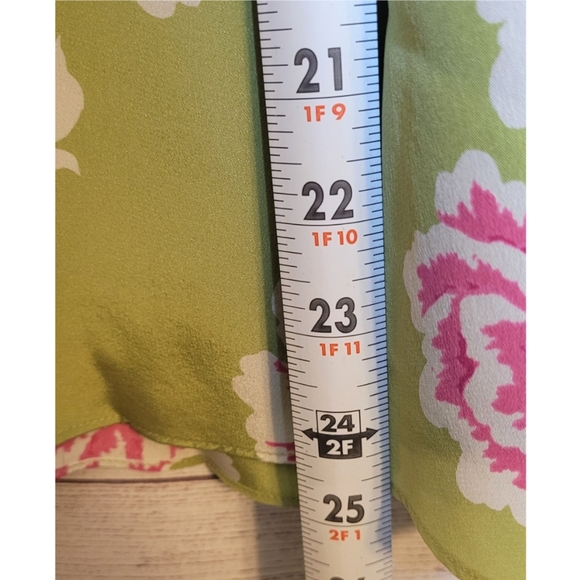 Banana Republic 100% Silk Women's Skirt Size 0 Floral Flowy Pastel Green Lined - Picture 10 of 14